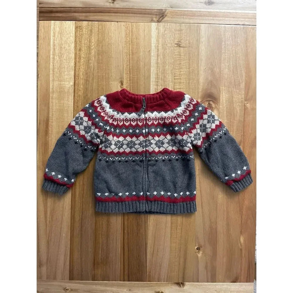 Janie and Jack Other - Janie and Jack Unisex Baby Fair Isle Zip Sweater 18-24m Vintage Blue Tag